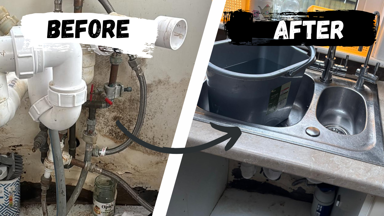 Before and after plumbing work