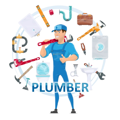 Cartoon Plumber with Tools